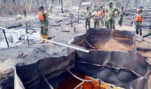 Troops discover illegal crude oil refining materials…