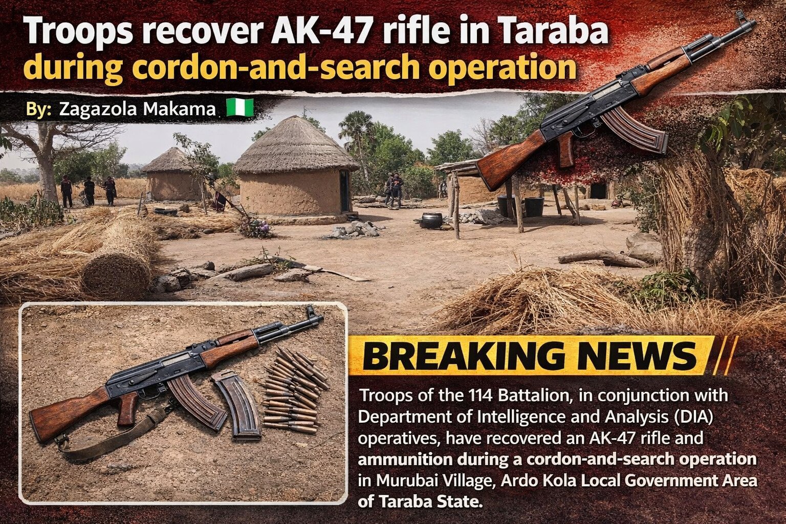 Troops recover AK-47 rifle in Taraba during cordon-and-search&hellip;