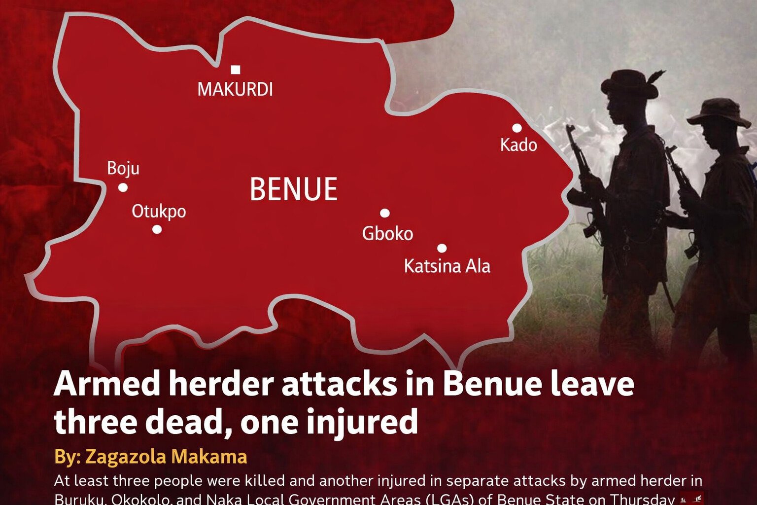 Armed herder attacks in benue leave three dead, one&hellip;