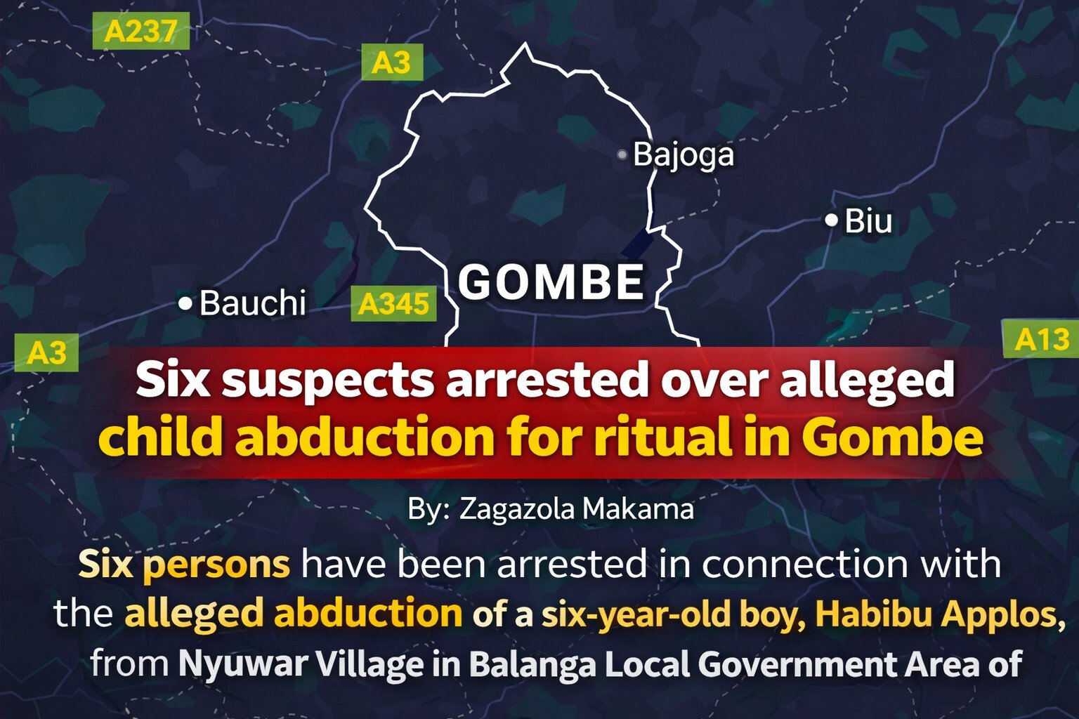 Six suspects arrested over alleged child abduction…