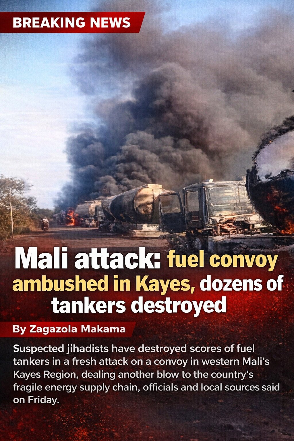 Mali attack: fuel convoy ambushed in Kayes, dozens…