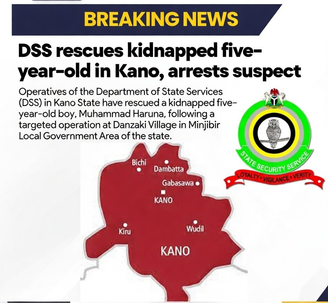 DSS rescues kidnapped five-year-old in Kano, arrests&hellip;